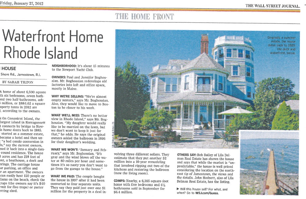 Lila Delman Real Estate Property Featured in the Wall Street Journal