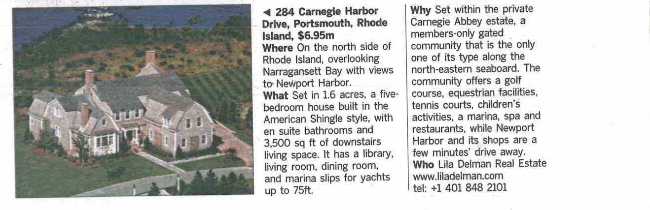 284 Carnegie Harbor featured in the Financial Times