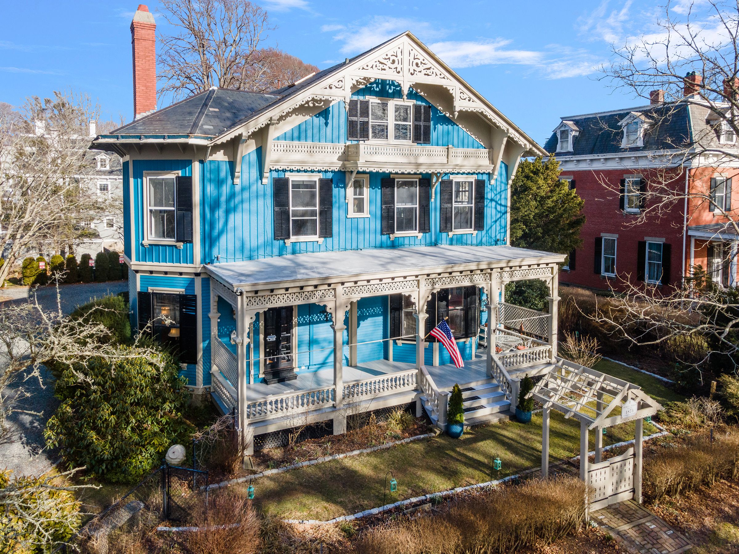 Who goes there? A bright Newport mansion with a Medieval-style watchtower